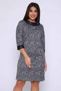 Платье женское №32722 жаккард (последний размер) леопард-черный 50