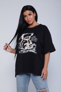 Футболка женская №80017 кулирка (последний размер) черный 56