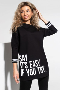 Туника женская "Гвен-2" футер 2-х нитка с лайкрой (последний размер) черный 54