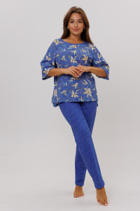 Костюм двойка женский №1798/2 кулирка (последний размер) синий 62