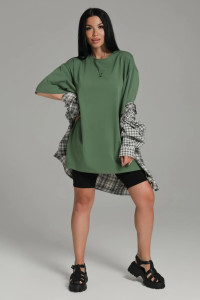 Футболка женская "Город" кулирка с лайкрой пенье (р-ры: 44-66) хаки