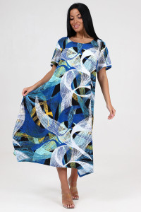 Платье женское "Волна Макси" ПлК-49 кулирка (р-ры: 64-72) паутина голубой