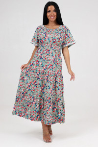 Платье женское "Белла" ПлК-402 кулирка (р-ры: 46-56) сакура на оливке