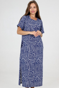 Платье женское М-946 кулирка (р-ры: 48-58) голубой зигзаг