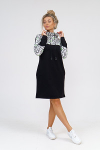 Платье женское 920 футер с лайкрой пенье (последний размер) черный буквы зеленый 54