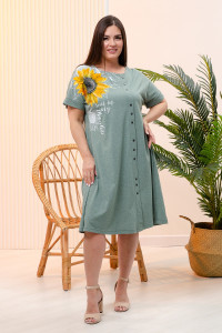 Платье женское №7391 кулирка (последний размер) хаки 60,62