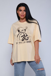 Футболка женская №80017 кулирка (последний размер) персиковый 48,58