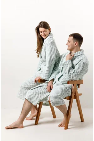 Халат унисекс вафельный "Urban Family" (р-ры: 42-60) Mint