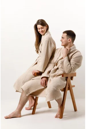 Халат унисекс вафельный "Urban Family" (р-ры: 42-60) Beige