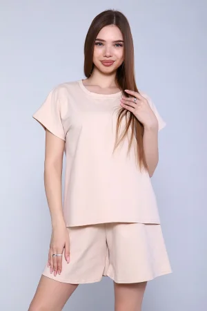 Костюм двойка женский №85010 футер 2-х нитка (р-ры: 42-56) экрю