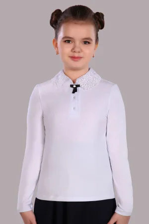 Блузка школьная №13180 "Рианна" кулирка (р-ры: 122-164) белый