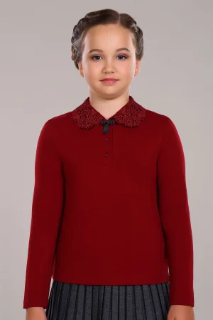 Блузка школьная №13180 "Рианна" кулирка (р-ры: 122-164) бордовый
