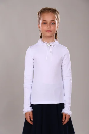 Блузка школьная №13265 "Ариэль" кулирка (р-ры: 122-164) белый