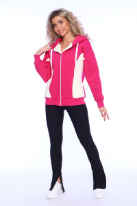 Толстовка женская №70093 футер 3-х нитка с начесом (последний размер) малиновый 48,50