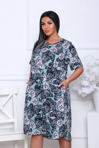 Платье женское П-461гиг кулирка (последний размер) серый+голубой 68