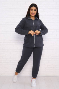 Костюм двойка женский КД-445 флис (последний размер) графит 46