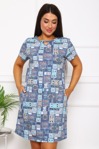 Туника женская "Невада" кулирка (последний размер) заплатки 52