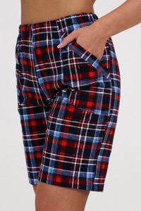 Шорты женские ШК-236 кулирка (последний размер) сине-красный с голубой клеткой 56,60