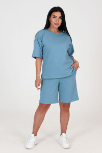 Костюм двойка женский КФ-45 футер (последний размер) аква 46,48,56