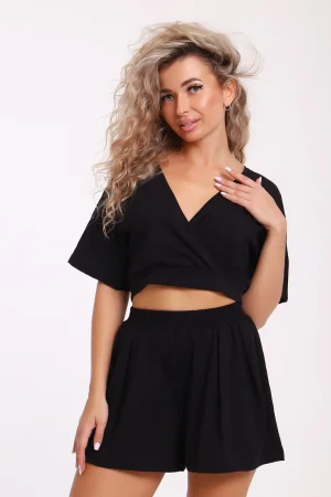 Костюм двойка женский №13293 кулирка с лайкрой (р-ры: 42-52) черный