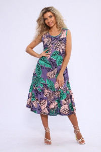 Сарафан женский 589 кулирка (последний размер) лаванда-зеленый-лепесток 48-50