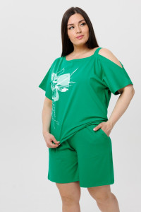 Костюм двойка женский К237 кулирка с лайкрой (последний размер) светло-зеленый 64