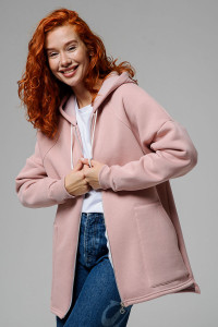 Толстовка женская №8297 футер 3-х нитка с начесом (р-ры: 42-56) пудровый