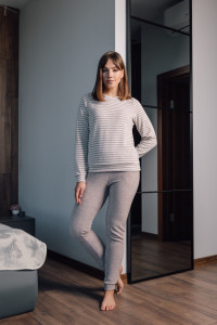 Костюм двойка женский КММ-01 8030 1001 махра (р-ры: 44-62) коричневый-бежевый