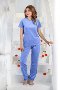 Костюм двойка женский "Пандора-2" велюр стрейч (р-ры: 44-54) голубой