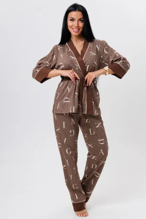 Костюм двойка женский 1747/2 кулирка (р-ры: 46-56) коричневый
