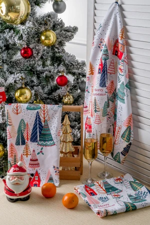 Набор кухонный из 3-х полотенец рогожка "Merry Christmas