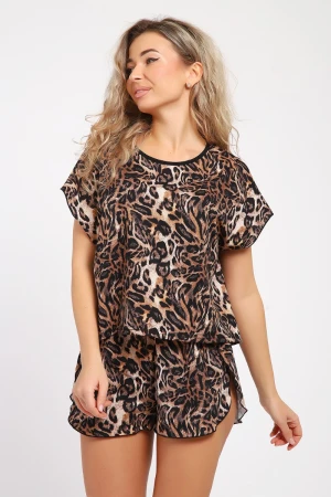 Пижама женская №36879 кулирка (р-ры: 44-50) коричневый