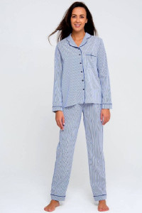 Пижама женская №340BLU сатин (последний размер) голубой 46,48
