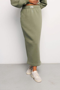 Юбка женская №388KHK футер 3-х нитка с начесом (последний размер) хаки 50-52,54-56