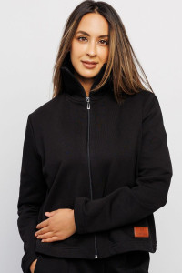 Толстовка женская №385BLK футер 3-х нитка петля (последний размер) черный 50