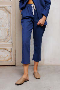 Бриджи женские №327-1NAV лён+вискоза (последний размер) синий 52