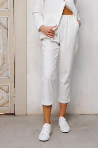 Бриджи женские №327-1WHT лён+вискоза (последний размер) белый 44,46,48,50,52