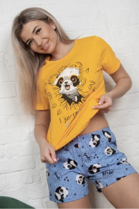 Пижама женская "Панда" Ц-5038 хлопок (последний размер) голубой 52