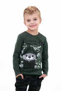 Джемпер детский "Миха" трикотаж (последний размер) зеленый 140-146