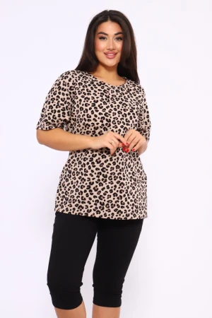 Костюм двойка женский КБЖЖ0057 кулирка (р-ры: 2XL-7XL) коричневый