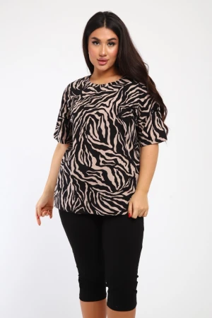 Костюм двойка женский КБЖЖ0057 кулирка (р-ры: 2XL-7XL) капучино