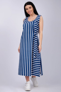 Туника женская "Бали" кулирка (последний размер) синяя полоса 60