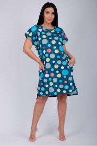 Туника женская "Блеск" кулирка (последний размер) круги голубой 56