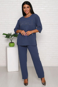 Костюм двойка женский №24656 креп (последний размер) индиго 56