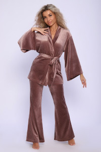Костюм тройка женский №78535 велюр (последний размер) кофейный 50,52