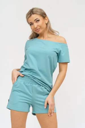 Костюм двойка женский К-064 кулирка с лайкрой (р-ры: 44-52) оливковый