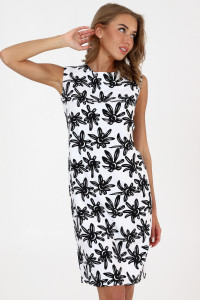 Платье женское П008Ф креп трикотажный (последний размер) белый-черный 52