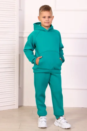 Костюм двойка детский МЛШ-24 "Dandy" футер 3-х нитка с начесом (р-ры: 122-152) изумрудный