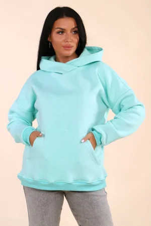 Худи женское oversize 449 "HeiZe" футер 3-х нитка с начесом (последний размер) мятный 50