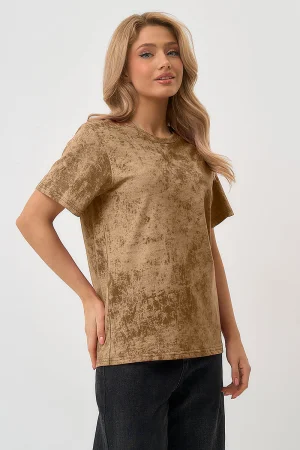 Футболка женская "Варенка" хлопок (р-ры: S-XL) коричневый